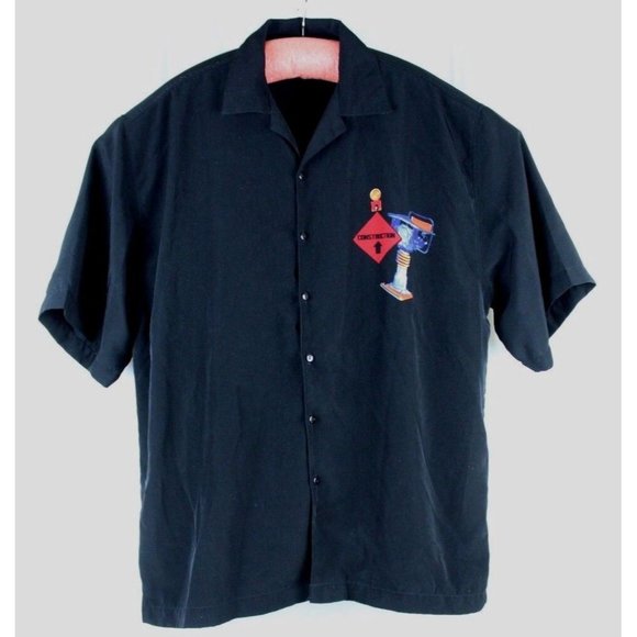 J/E/T JET STRTWR Hot Chick Construction Worker Size XL Black Camp Shirt JackHamr - Picture 4 of 8